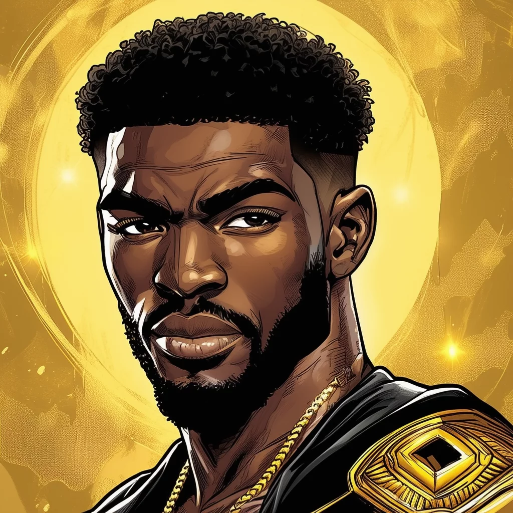 Aljamain Sterling gold and black portrait