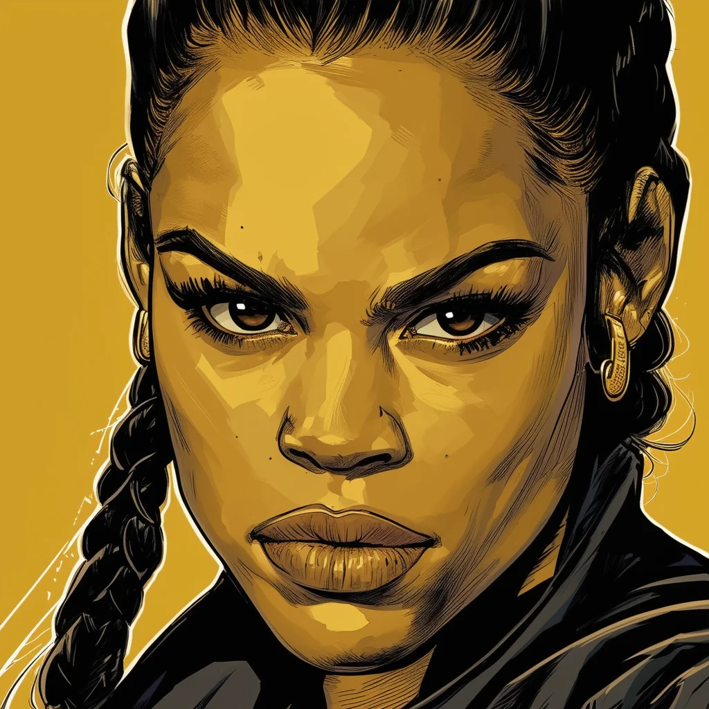 Amanda Nunes gold and black comic illustrated portrait