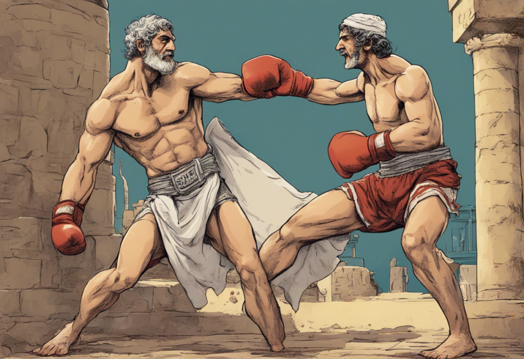 ancient Greeks boxing in the ruins
