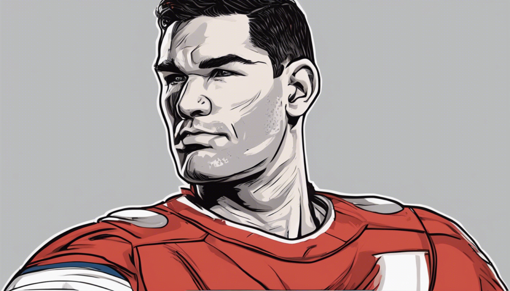 Chris Weidman grey and red portrait, comic illustration