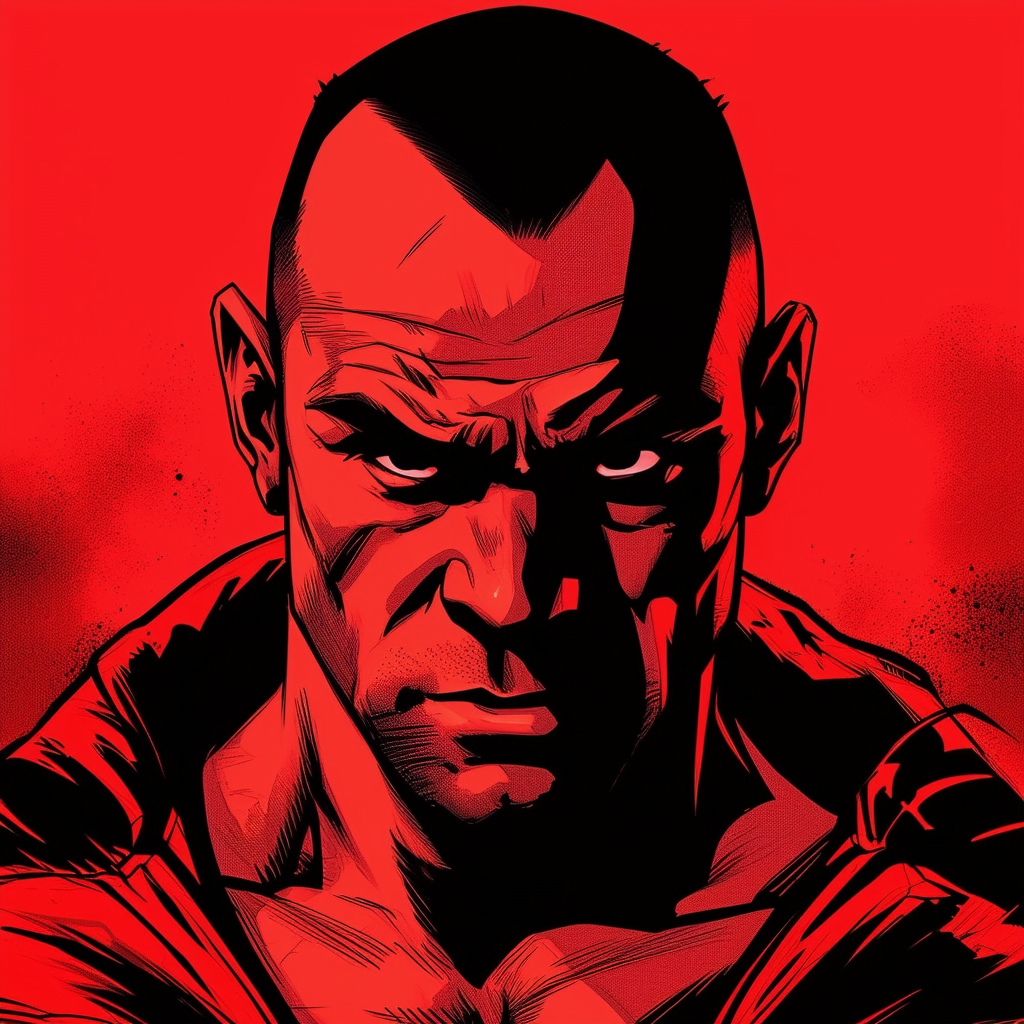 Eddie Alvarez red and black portrait, comic illustration
