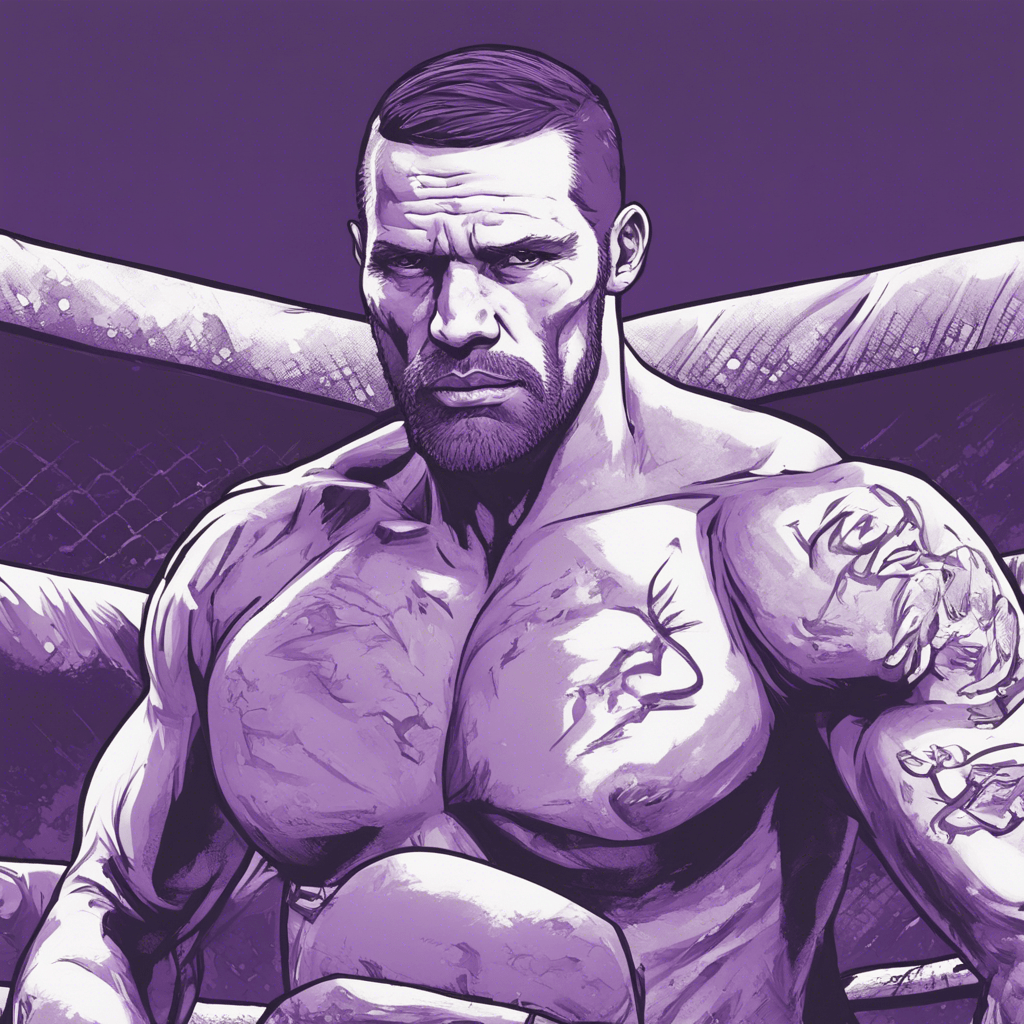 Matt Lindland purple portrait, comic illustration