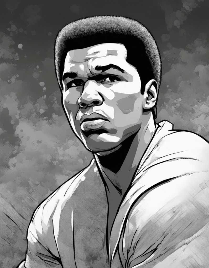 Black and White Muhammad Ali Portrait