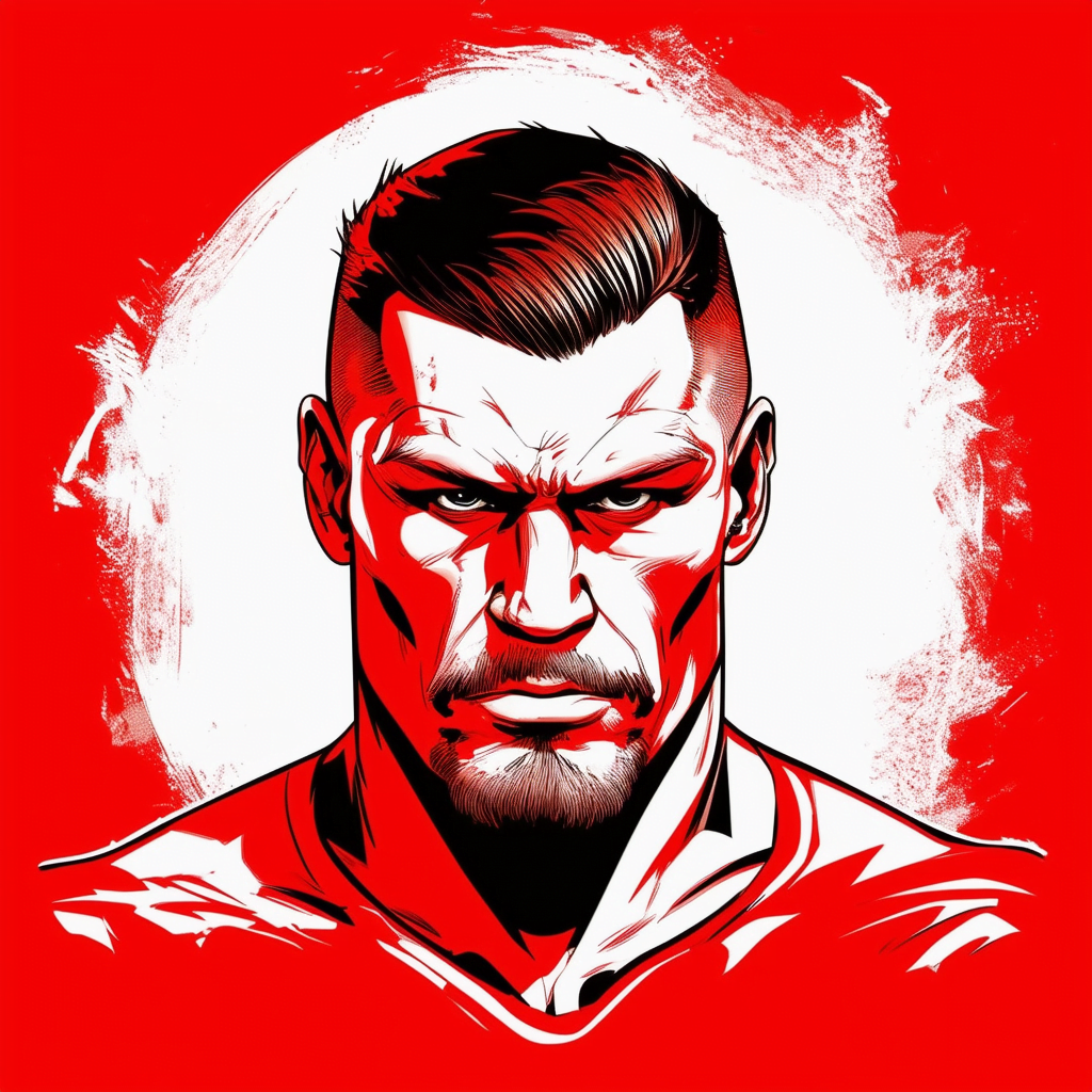 Oleksandr Usyk red and white portrait
