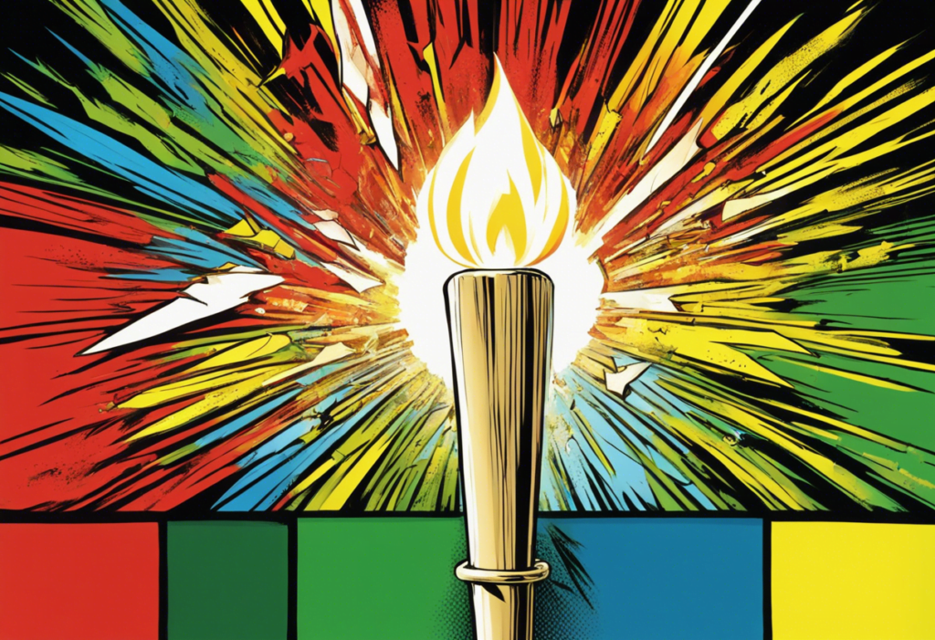 Olympics torch, colorful background