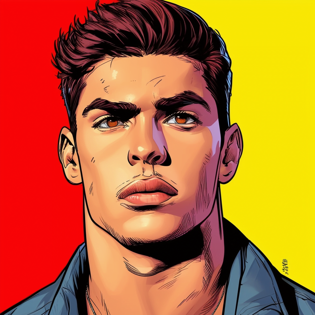 Ryan Garcia yellow and red background comic illustration portrait
