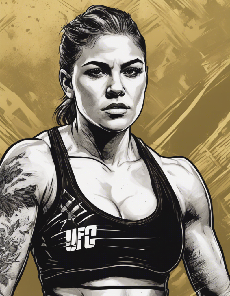 Jessica Andrade in gold and black comic illustration