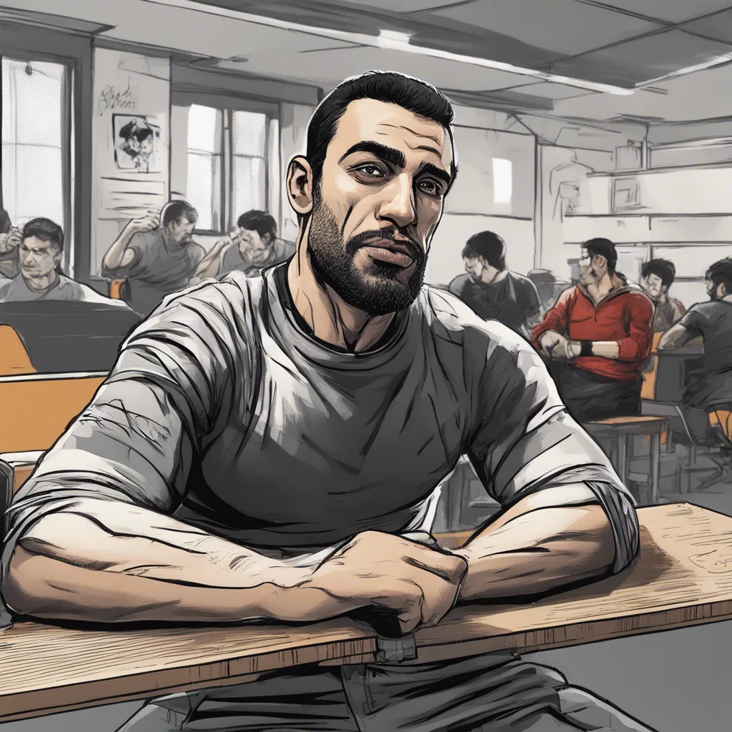 Amir Albazi in University class, listening