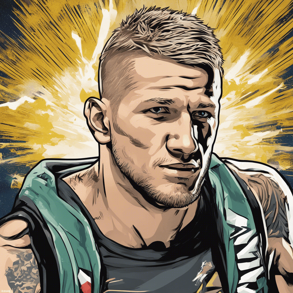 TJ Dillashaw's portrait, shiny background