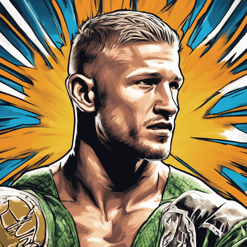 TJ Dillashaw's portrait, shiny background