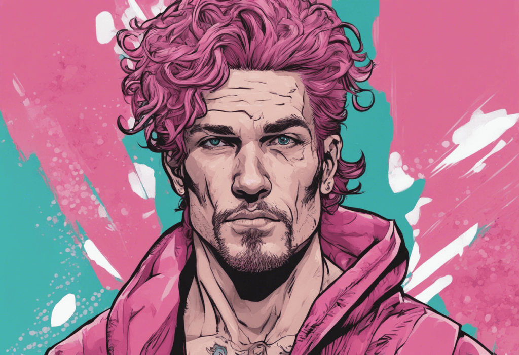 Sean O'Malley portrait, pink and cyan